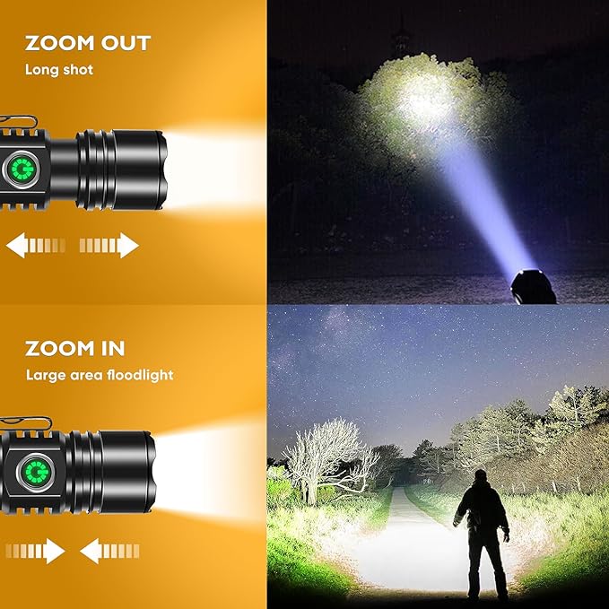 LUXJUMPER Super Bright LED Mini Flashlights with Portable Clip & Tail Magnet Rechargeable Hat Clip Light, EDC Zoomable 3 Modes, Waterproof Tactical Flashlight for Hiking, Camping, Hurricane Outage
