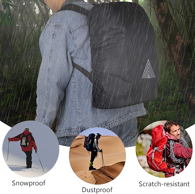 Waterproof Backpack Rain Cover(15-75L),Portable Anti Slip Rain Cover for Backpack,Cross Buckle Straps,Outdoor Anti-tear Backpack Raincover for Camping Hiking Biking Hunting Traveling
