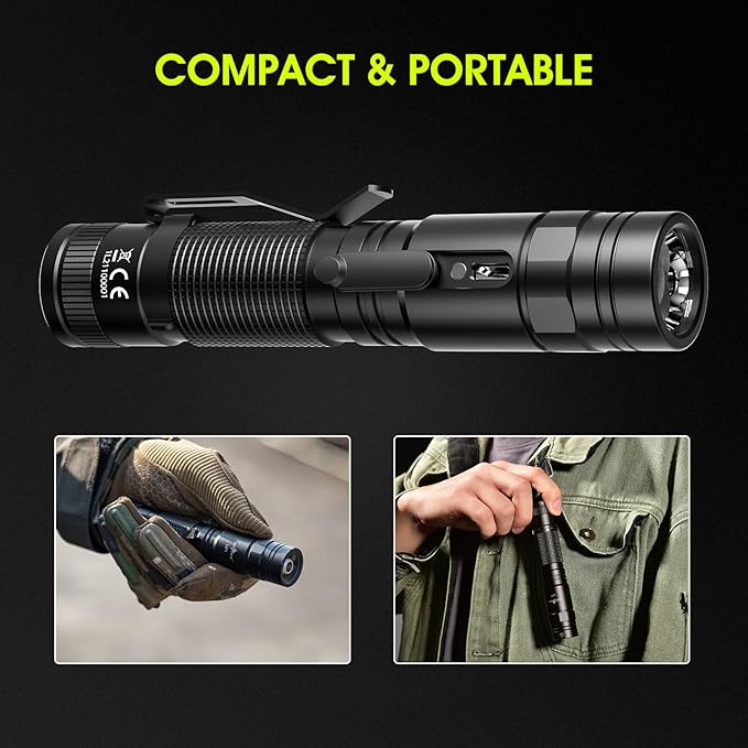 Flashlight Rechargeable High Lumens, Flashlight Rechargeable USB-C, Powerful Handheld Flash Light 5 Modes, Super Bright Pocket LED Flashlight for Camping, Emergency, Rescue(2 Pack)