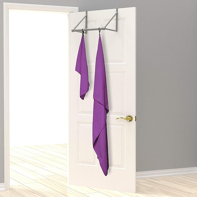 EPAuto 2-Pack Microfiber Fast Drying Travel Gym Towels, Purple, (60''x30'', 24''x15'')