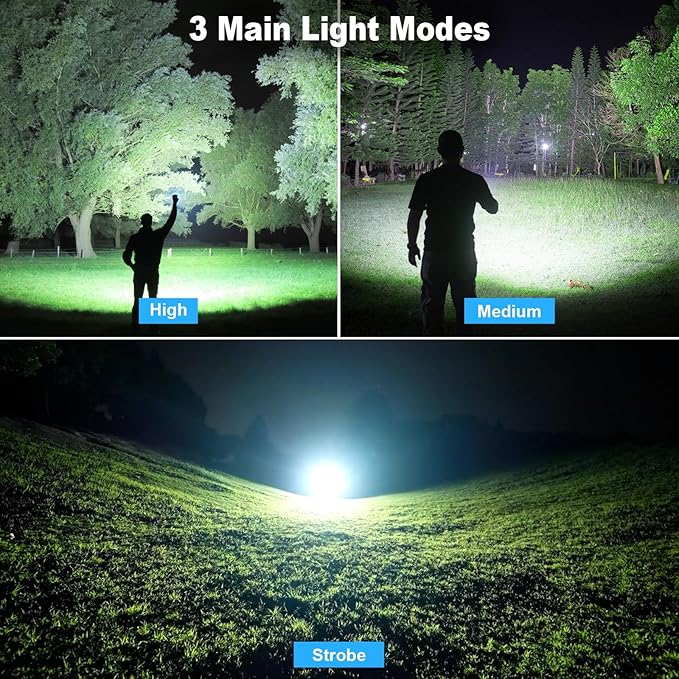 Rechargeable Flashlights 990,000 High Lumen - 2 Pack, Super Bright LED Flash Light with 7 Modes, 5000 mAh High Capacity ΒATTERIES - 12 Hour Runtime, IPX7 Waterproof Flashlight For Outdoor Camping