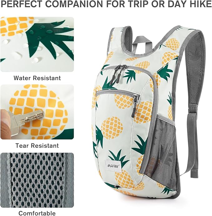 G4Free 10L/15L Hiking Backpack Lightweight Packable Hiking Daypack Small Travel Outdoor Foldable Shoulder Bag(Yellow Pineapple)