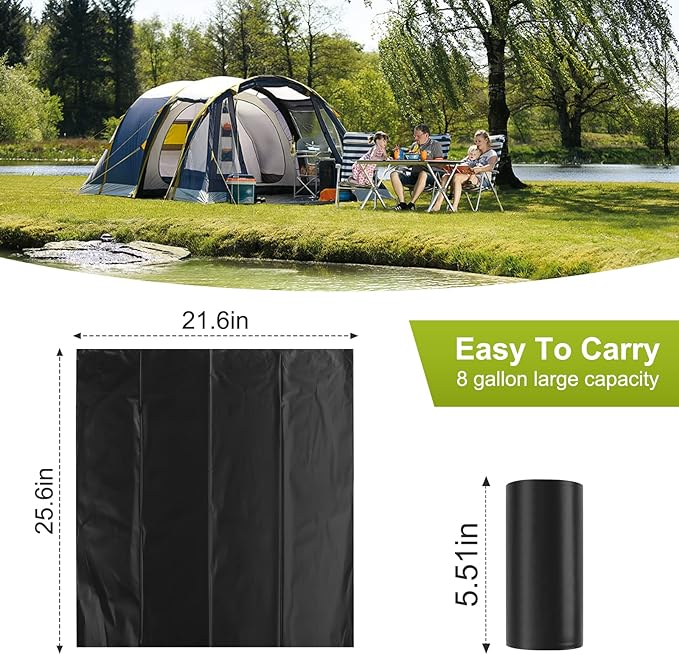 Portable Toilet Bags for Camping|80 Liners Toilet Replacement Bags | 100% Compostable & Biodegradable, 8 Gallon Thickened Bucket Liner for Outdoor Boating Trip, Trash Bags Plastic Free