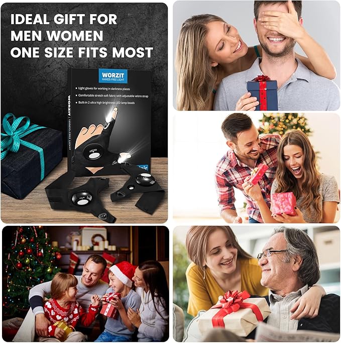 Gifts for Men LED Flashlight Gloves, Light Gloves for Fishing Camping Repairing, LED Gloves Unique Cool Gadget Tool