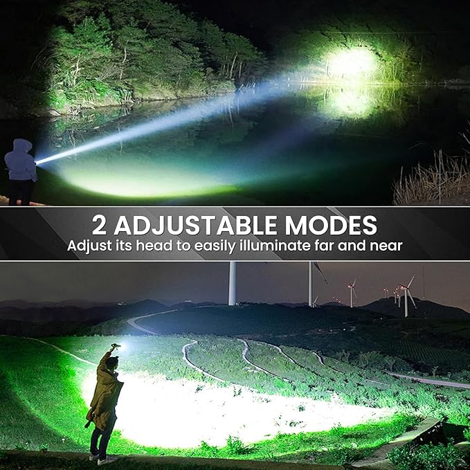 Rechargeable Flashlight 990000 High Lumens, Super Bright LED Flashlight with 7 Modes, Waterproof Powerful Flash Light for Camping, Home, Emerge∩cies (Black)