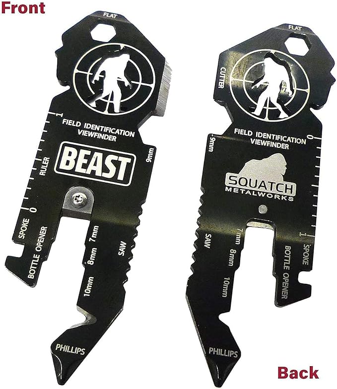 BEAST & BRUTE Combo Pack - Multi-Tool & Bottle Opener, Bigfoot gift for fans of Sasquatch, Yeti, Camping, Hiking - With Screwdriver, Wrench, Carabiner, Box Opener, 1/4" Drive