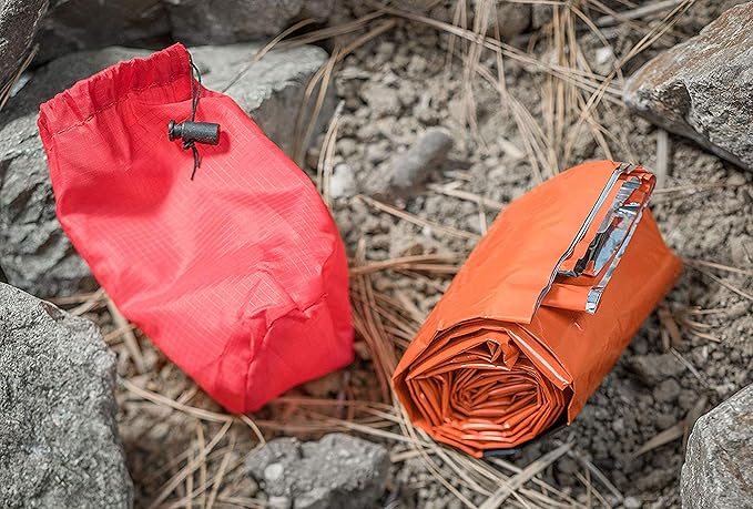 SE Survivor Series Orange Emergency Sleeping Bags with Drawstring Carrying Bags (2-Pack) - EB122OR-2