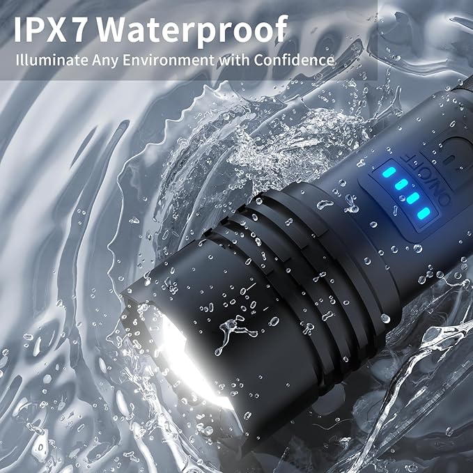 Flashlight High lumens Rechargeable 2 Pack, 900000 Lumens Super Bright Flashlight, IPX7 Waterproof, Tactical Flashlights High lumens, Powerful Flashlights for Camping Home Emergencies