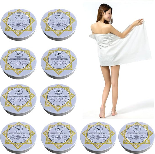 10 PCS Compressed Bath Towel Tablets for Travel Outdoors and Emergencies 55x28 inch