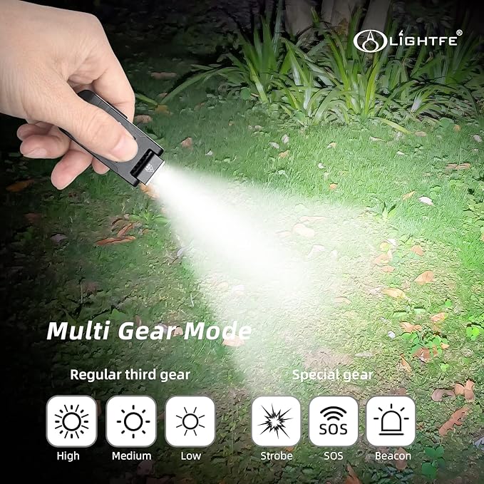 LIGHTFE MK62 Mini Keychain Flashlight USB Rechargeable Flashlight 280 Lumens Knuckle Head Long Runtime High Waterproof for Everyday Carry Camping Emergency LED Light Torch