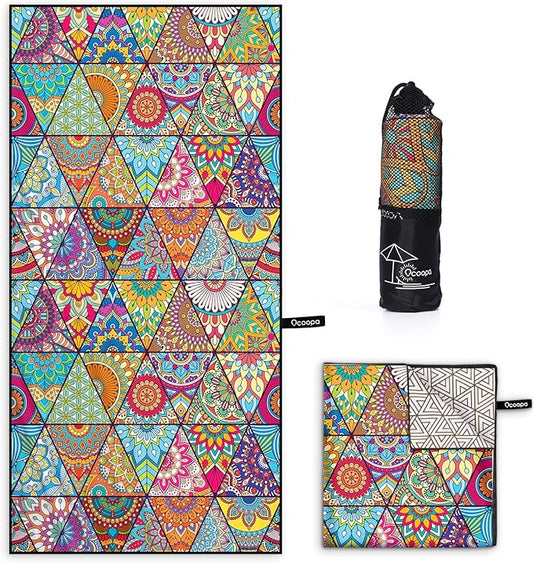 OCOOPA Microfiber Beach Towel Fast Drying, Extra Large 63" x 31" Sand Free Beach Towel Super Lightweight Towels for Swimming Pool, Camping, Picnic, Yoga Gym Sports