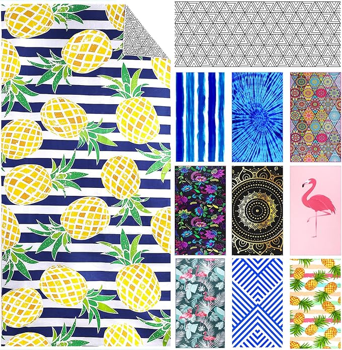 Microfiber Compact Sandproof Pool Beach Towel Blanket Quick Fast Dry Sand Free Proof Outdoor Clearance Thin Camping Travel Swim Towels Personalized Girls Women Men Adults Friend Gift Yellow Pineapple
