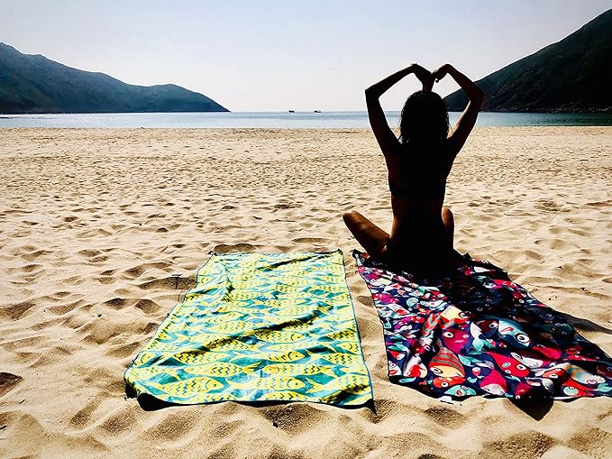 4Monster Microfiber Beach Towel Quick Dry,Super Absorbent Lightweight Travel Towel for Swimmers, Sand Free Camping Towel, Beach Towels for Pool, Swim, Water Sports,Yoga,Gym,Backpacking