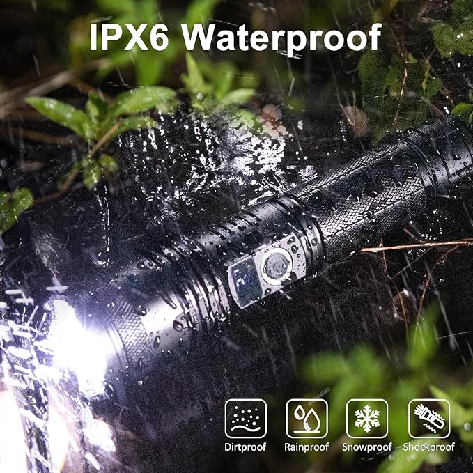 Flashlights High Lumens Rechargeable, 990000 Lumens Super Bright Flash Light High Powered Tactical Flashlight, 5 Modes IPX6 Waterproof, LED Powerful Flashlights for Emergency Camping