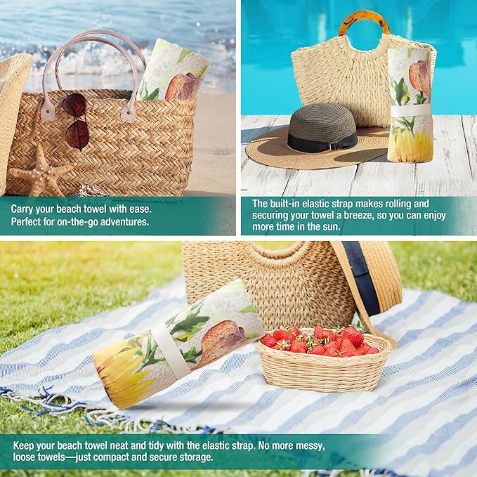 HYSEAS Lightweight Ultra-Thin Beach Towel, Oversized 63"X35" for Adult - Sand Free, Quick Dry, Ideal for Swimming, Beach, Yoga, Travel, Camping, Essential Beach Accessory & Vacation Gift, Sunflower