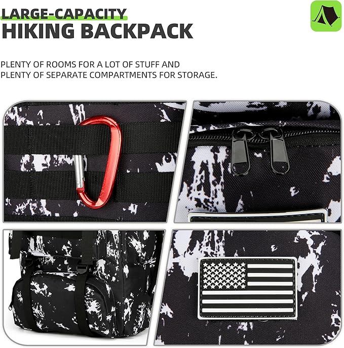 70L Camping Hiking Military Tactical Backpack Outdoor Water-Repellent Adjustable Sport Bags