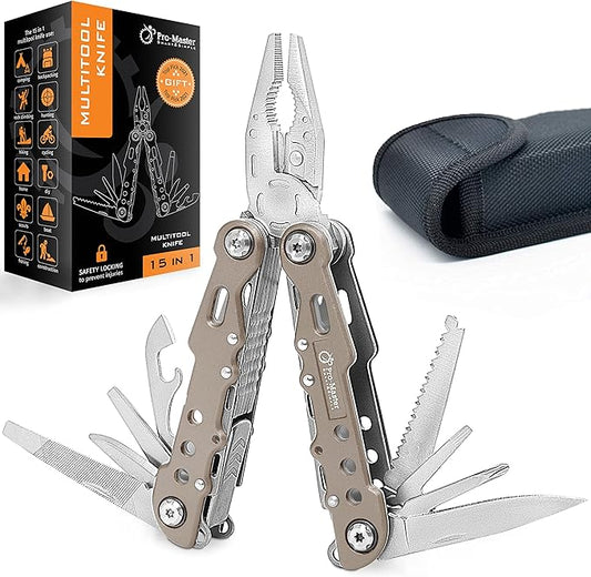 15in1 Multitool Pocket Knife - Amazon Amazon for Men for Men - Portable Heavy Duty Folding Utility Multi Tool - Multipurpose All In One for Camping Survival Travel Home