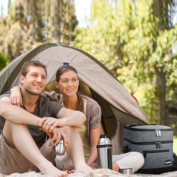 Tirrinia Large Insulated Lunch Bag for Men and Women, Adult Double-Layer Leakproof Reusable Grocery Bag, Office, Travel, Work Lunch Cooler Tote