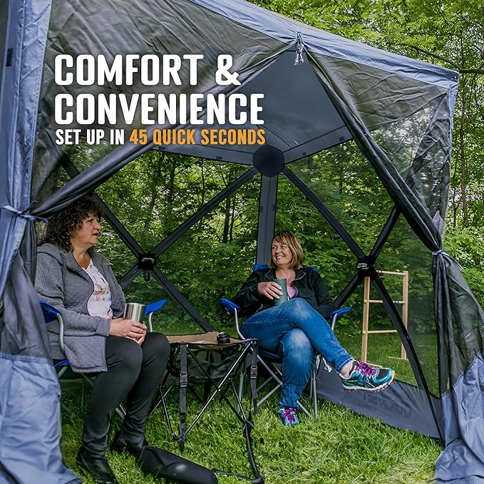 CLAM Quick Set Traveler 6 x 6 Ft Portable Outdoor Shelter, Blue + Clam Quick Set Screen Hub Tent Wind & Sun Panels, Accessory Only, Blue (3 Pack)