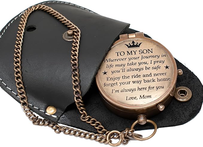 Engraved Brass Compass, Compass Gift for Teenage, Gift for him, Birthday, Baptism, Graduation, Confirmation, Love, Xmas Gift idea Sentimental, Graduation, Inspirational Gifts for Him/Her