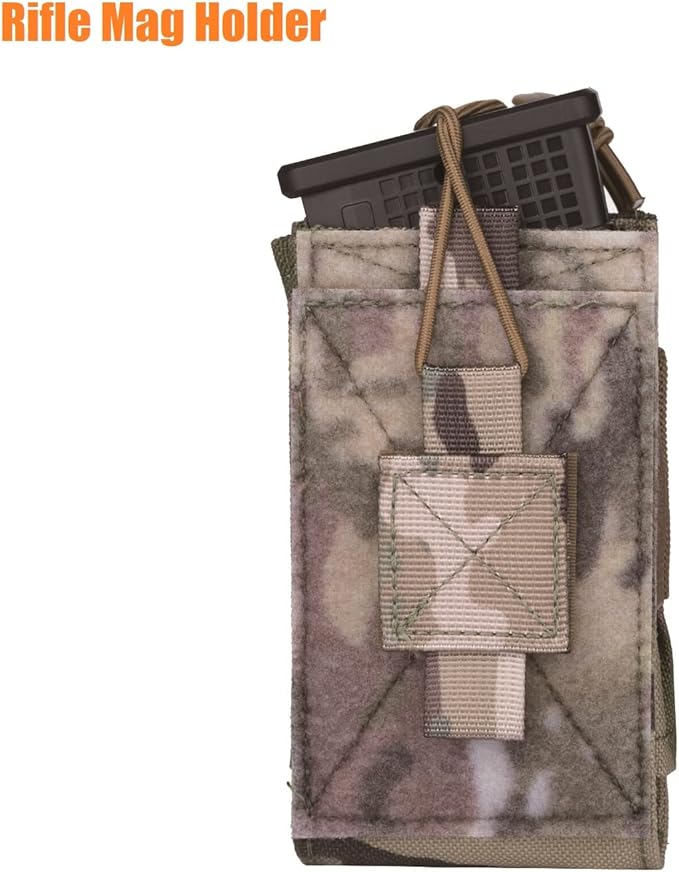 Adjustable Radio Pouch MOLLE Radio Holder for Tactical Duty Belt Two Ways Radio Holster Walkie Talkies Case Rifle Mag Carrier 5.56mm 7.62mm Magazine Nylon Carry Bag for Police Security Rescue