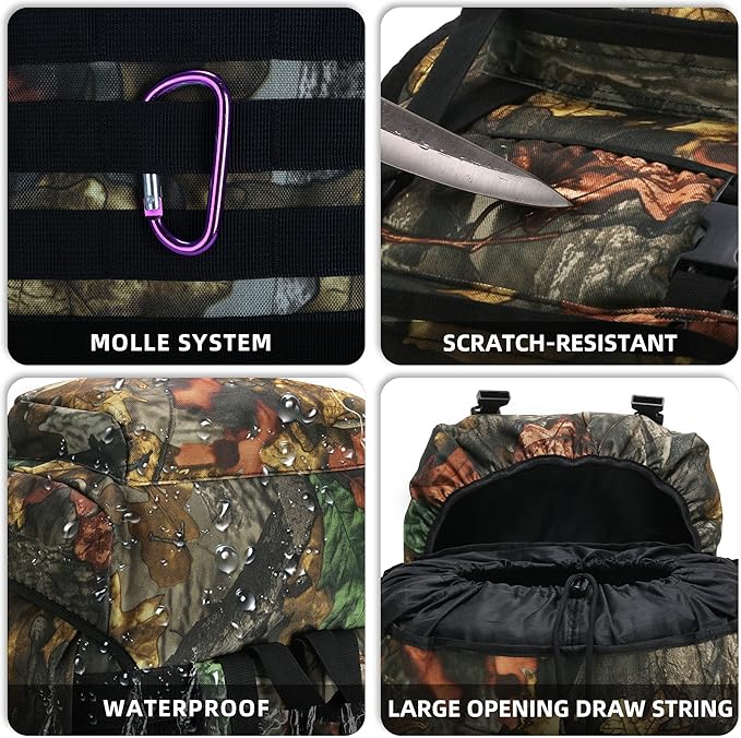 70L Camping Hiking Military Tactical Backpack Outdoor Water-Repellent Adjustable Sport Bags