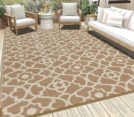 HEBE Outdoor Rug 5'x8' for Patios Waterproof Clearance Reversible Patio Mat Plastic Straw Rug RV Camping Mat Outside Area Rug Carpet for Camping RV,Porch,Deck,Balcony,Camper,Backyard