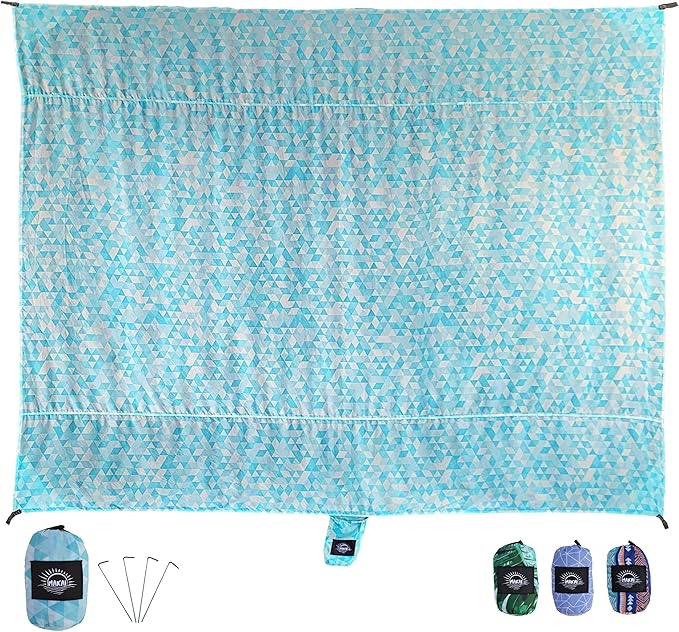 Makai – Lightweight Sheet Style Beach Blanket, Sand Dosen't Stick, Extra Large 8’ x 9’, Compact Strong Parachute Nylon Beach Mat, Stays Cool, Quick Drying, Multifunctional