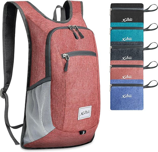 Hiking Backpack 15L Small Travel Backpack Lightweight Daypack Foldable Hiking Backpack Packable Camping Hiking Backpack for Women Men (Red)