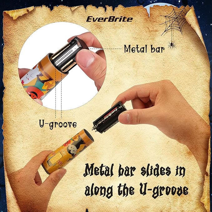EverBrite Halloween Flashlights 4-Pack Halloween Gifts, Small LED Flash Light Handheld Torch with Lanyard 12AAA Battery Included, Mixed Color