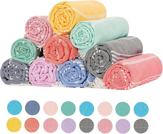 6 Packs Turkish Beach Towels Set Adult Pool Swim Towel Bulk Yoga Blanket Oversized Sand Free Quick Dry Lightweight Extra Large Sandproof Fast Drying Travel Towels Camping Blanket Vacation Must Haves