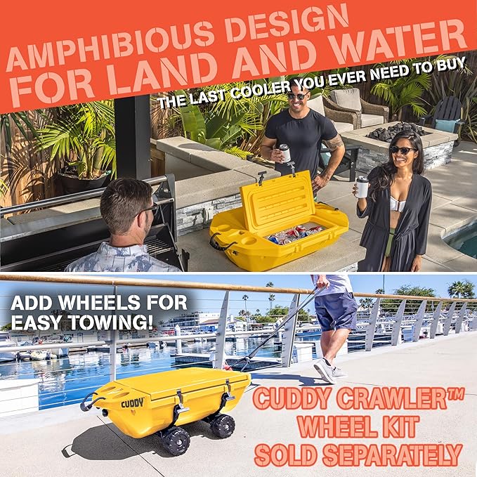 CUDDY Floating Cooler and Dry Storage Vessel for Land & Water – 40QT– Great for River, Beach, Kayak, Pool, & Lake - Multiple Color Options