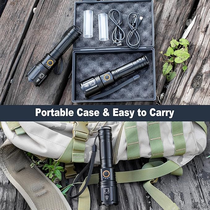 LED Flashlights High Lumens Rechargeable, 2 Pack 990,000 Lumen Super Bright Flashlights with 5 Modes, IPX7 Waterproof Powerful Handheld Flash Light for Camping Outdoor Home Emergency