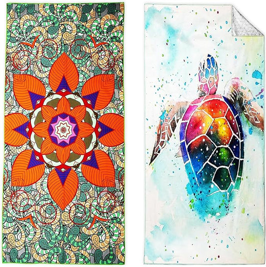 Microfiber Beach Towels 2 Packs, Oversized Quick-Dry Towels for Adults, Lightweight Thin Towels (72" x 36") for Swimming, Beach, Camping