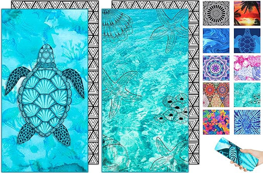 Microfiber Beach Towel–Quick Dry Lightweight Sand Free Oversized Large Towel Accessories Travel Must Swim Pool Yoga Camping Summer Cruise Ship Compact Sandproof Gift Jellyfish Starfish(71" 32")