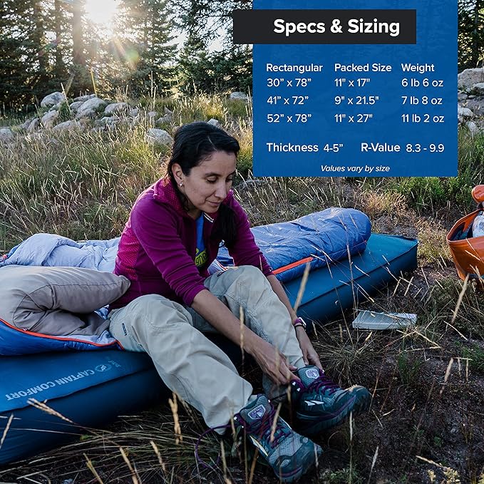 Big Agnes Captain Comfort Deluxe Camp | Supremely Comfortable, All-Weather, Self-Inflating Sleeping Pad