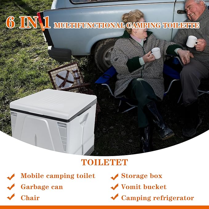 Camping Toilet, Composting Toilet with Biodegradable Bags, Portable Potty for Adults, Folding Toilet for Car Camping Hiking Long Trips Beach