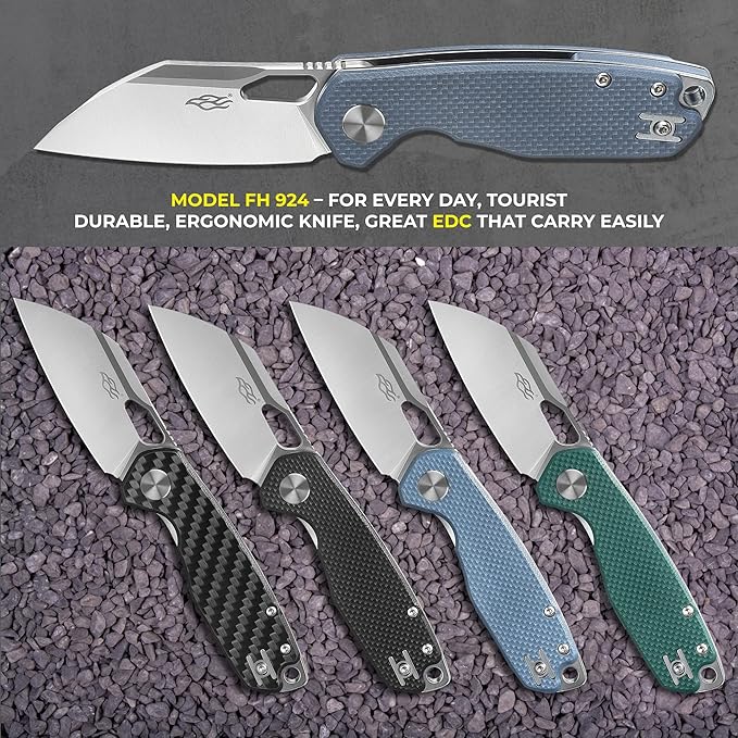 Firebird GANZO FH924-GY Ball Bearing Pocket Folding Knife Wharncliffe D2 Steel Blade G10 Anti-Slip Handle with Clip Camping Hunting Fishing Folder Outdoor EDC Pocket Knife (Gray)