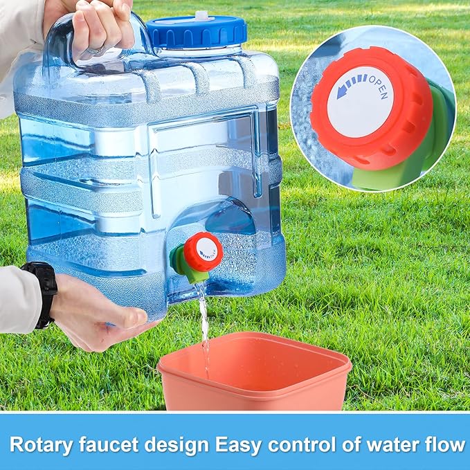2 Pcs 2.6 Gallon Camping Water Container Portable Water Storage with Spigot Large Water Tank with Faucet Thick Water Dispenser Carrier for Vehicle Home Emergency Hiking Camping Outdoors