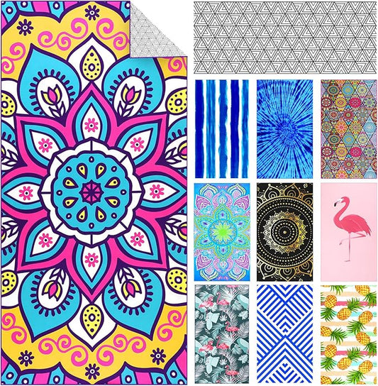 Genovega Oversized Microfiber Compact Sandproof Pool Beach Towel Blanket - 72"x36" Funny Quick Fast Dry Sand Free Swimming Pool Camping Picnic Towels for Women Men Adult Gift Purple Boho