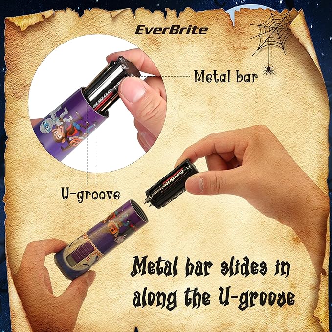 EverBrite Halloween Flashlights Halloween Gifts, Small LED Flash Light Handheld Torch with Lanyard 3AAA Battery Included, 1 Pack-Purple