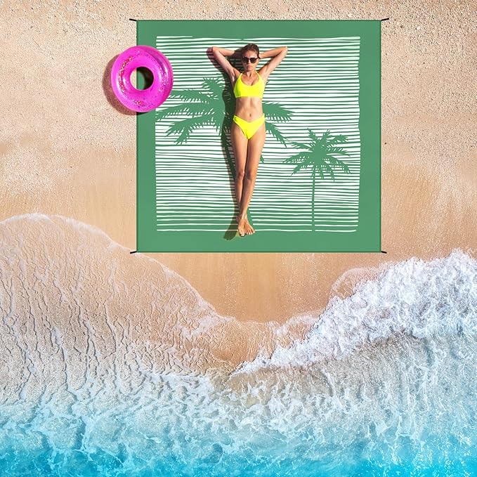 Beach Blanket Waterproof Sandproof Beach Mat 79βx 83β for 1-4 Adults Quick Drying Durable Outdoor Picnic Mat for Beach Festival Travel Camping Hiking (COCOTREE, 79"Γ83"(4 Person))