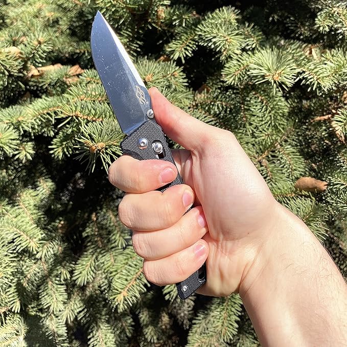 Firebird GANZO F7601 Pocket Folding Knife 440C Stainless Steel Blade G-10 Anti-Slip Handle with Clip Hunting Gear Fishing Camping Folder Outdoor EDC Knife (Grey)