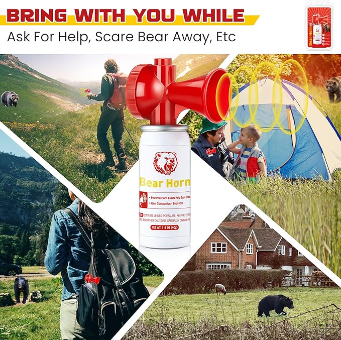 4 Pack Bear Horn to Scare Bears 1.4oz, Very Loud 120dB Bear Air Horns for Safety for Hiking, Heard Up to 1/2 Mile Away, Bear Spray Self Defense, Blow Horn to Scare Wild Animals, Bear Alarm