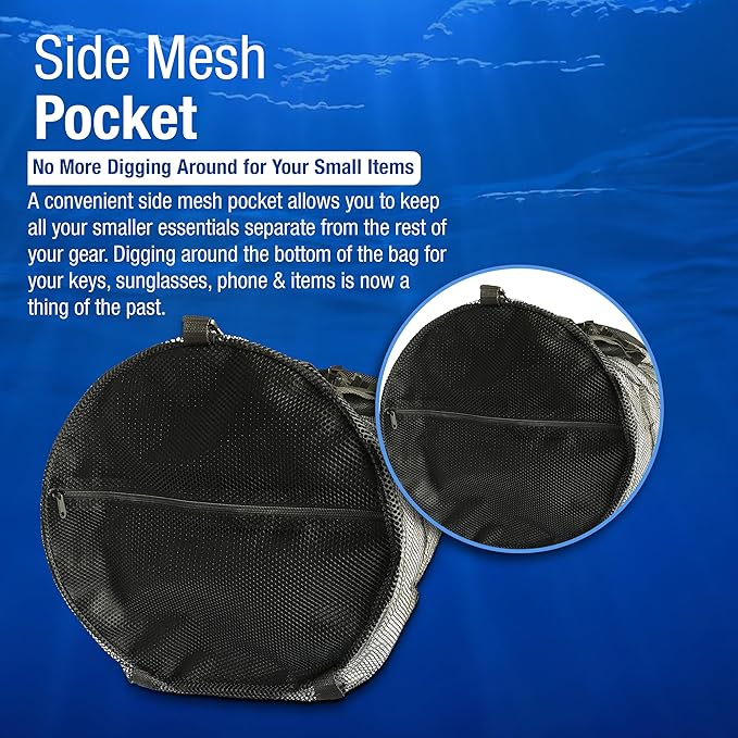 Mesh Duffle Bag with Shoulder Strap | Large Dive Bag for Scuba Diving Gear, Snorkeling, Freediving, Spearfishing, Swimming & Beach | Heavy-Duty Mesh Duffel Bag for Quick Drying