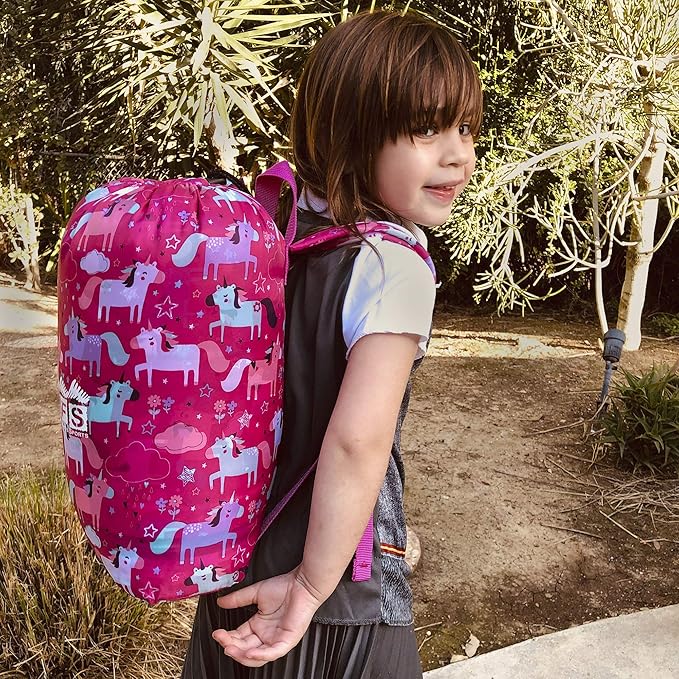 Kids 55" x 25" Unicorn 50 Degree Sleeping Bag with Backpack Stuff Sack, Pink