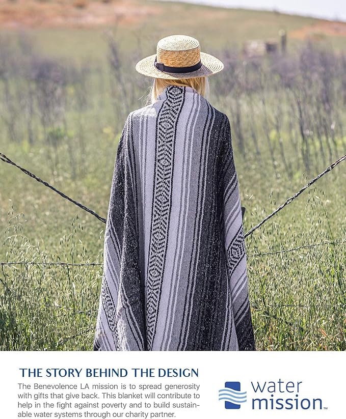 Benevolence LA Authentic Handwoven Mexican Blanket, Yoga Blanket - Perfect Outdoor Picnic Blanket, Beach Blanket, Camping Blanket, Equestrian Saddle Blanket, Serape Blanket 50x70 inches - 1 Blanket