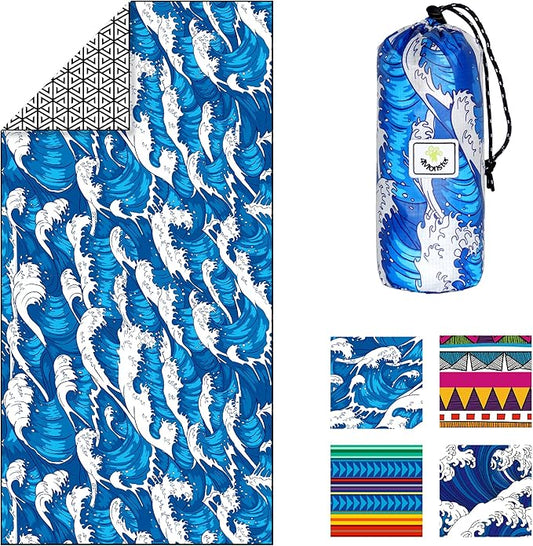 4Monster Microfiber Beach Towel Quick Dry,Super Absorbent Lightweight Travel Towel for Swimmers, Sand Free Camping Towel, Beach Towels for Pool, Swim, Water Sports,Yoga,Gym,Backpacking