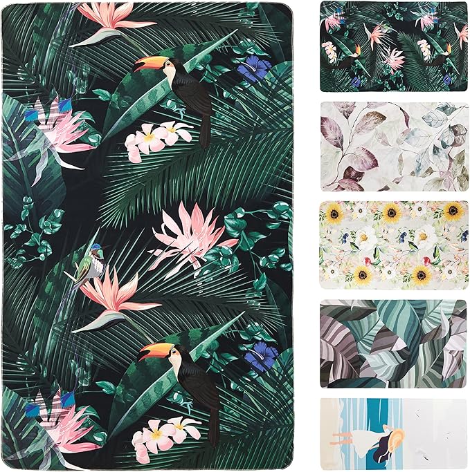 HYSEAS Lightweight Ultra-Thin Beach Towel Blanket, Oversized 63"X35", Sand Free, Quick Dry, Ideal for Swimming, Beach, Yoga, Travel, Camping, Essential Beach Accessory & Vacation Gift, Paradise Bird