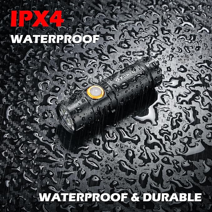 FORTO Mini Flashlight,LED Rechargeable Flashlight, 1000 Lumens Small Handheld Pocket Flashlight for EDC, Camping, Hunting, Hiking with 2 Light Modes, Water Resistant, Removable Clip, Black